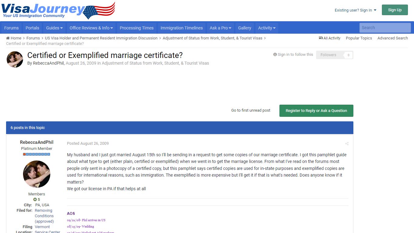 Certified or Exemplified marriage certificate? - VisaJourney